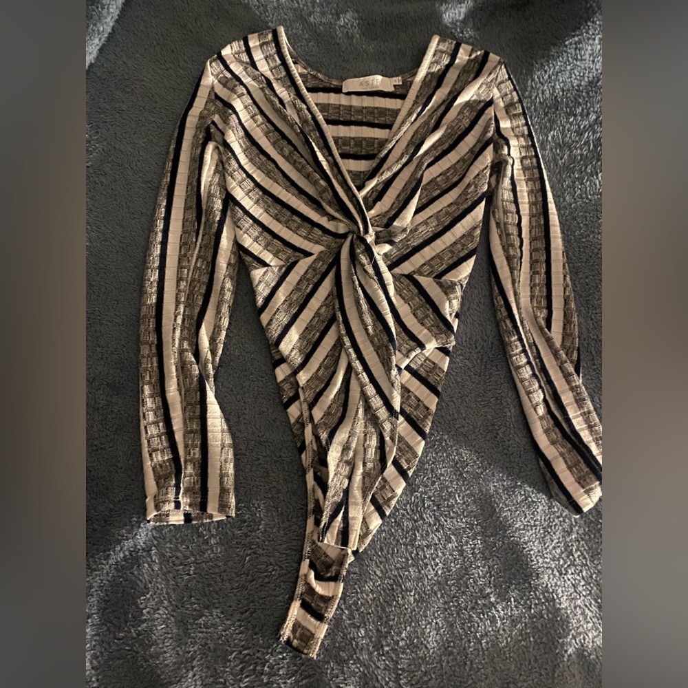 Striped long sleeve bodysuit